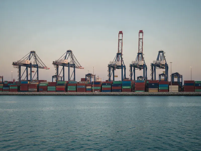 Container cranes at a port